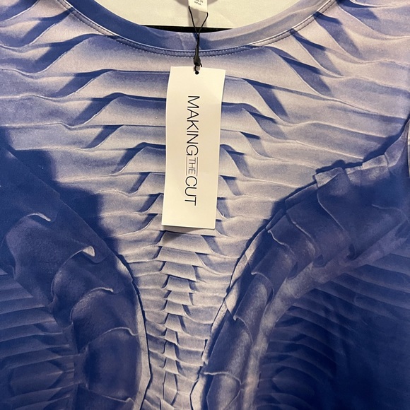 🔵 55) Making the Cut Season 3 Puff Sleeve Printed Knit Cropped Too NWT sz XXL - Picture 7 of 9